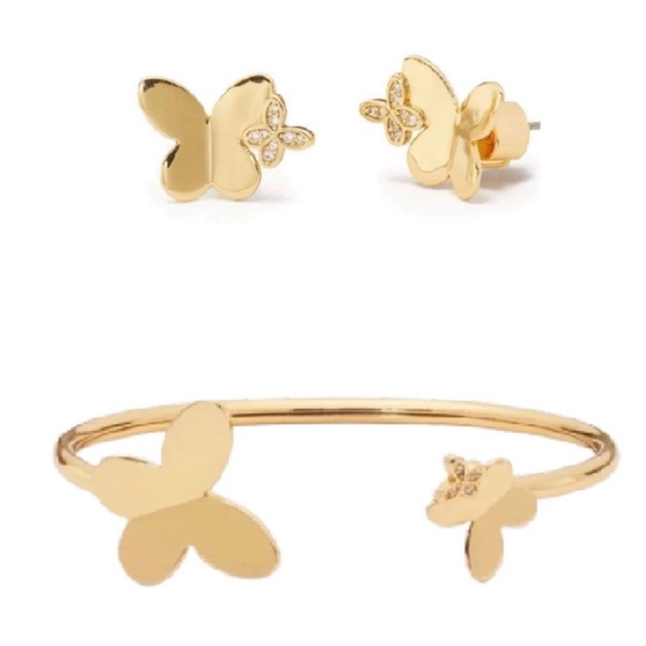 $146 Kate Spade ‘in a flutter’ butterfly stud earrings & cuff bracelet set - Picture 1 of 5